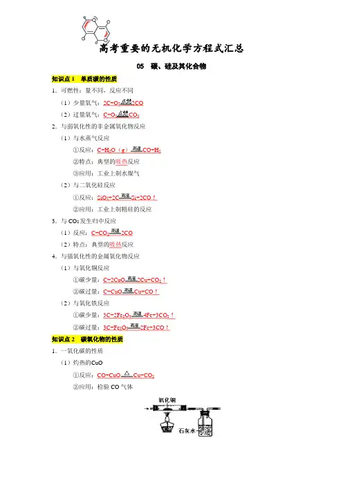 05碳、硅及其化合物-【化学方程式】高考重要化学方程式汇总