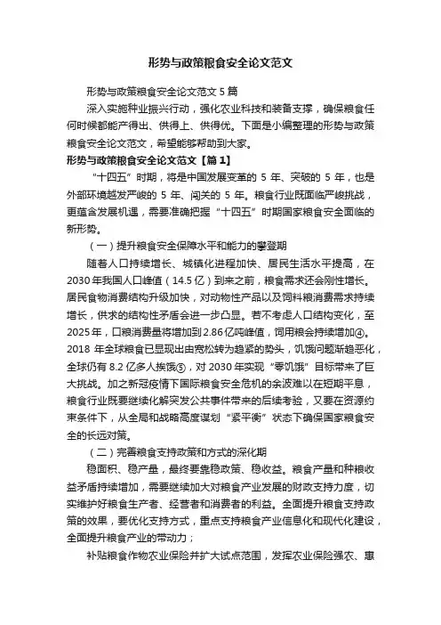 形势与政策粮食安全论文范文