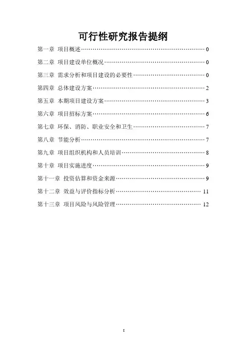 可行性研究报告编制提纲
