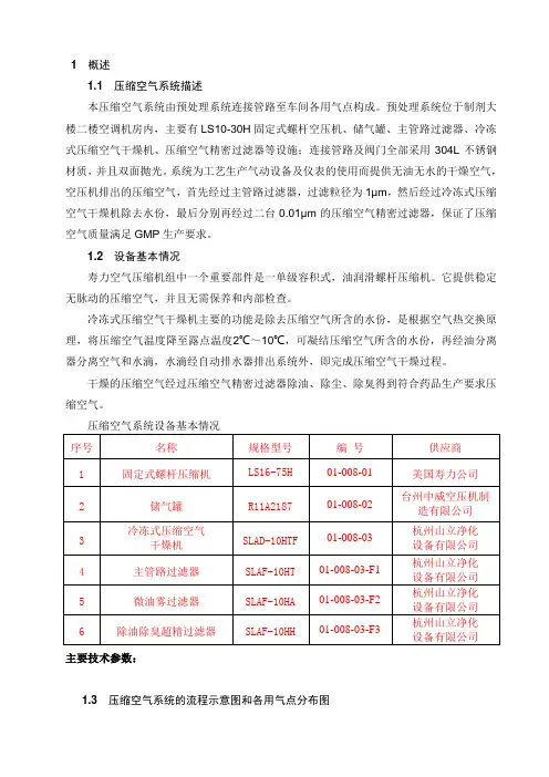 压缩空气系统验证方案剖析