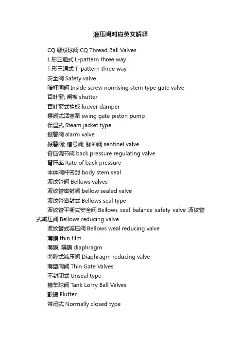 液压阀对应英文解释