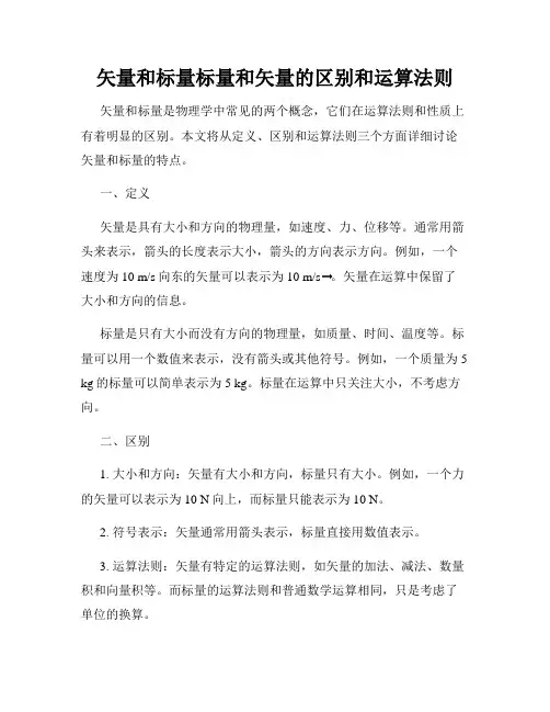 矢量和标量标量和矢量的区别和运算法则