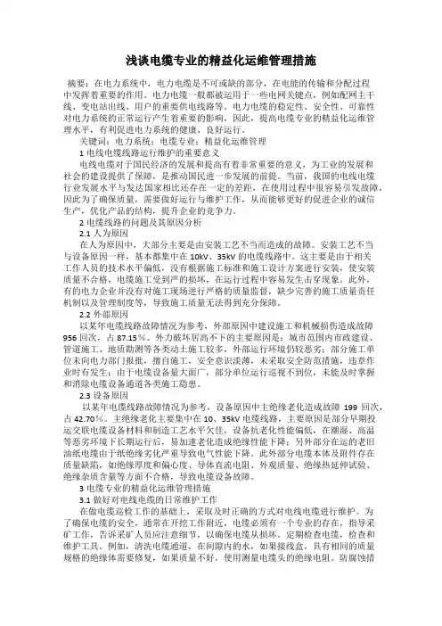 浅谈电缆专业的精益化运维管理措施