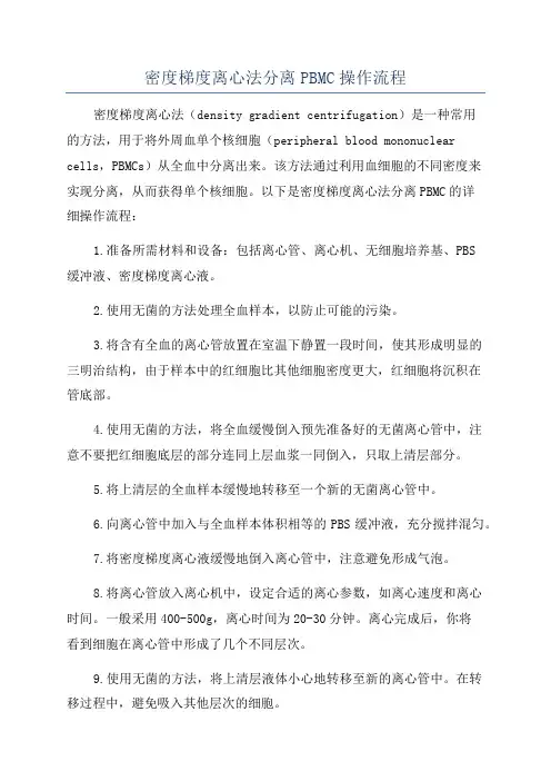 密度梯度离心法分离PBMC操作流程