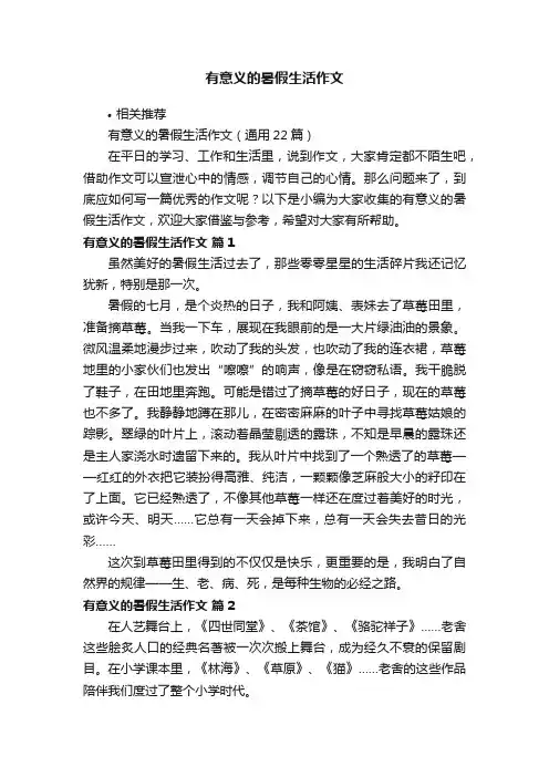 有意义的暑假生活作文