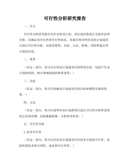 可行性分析研究报告