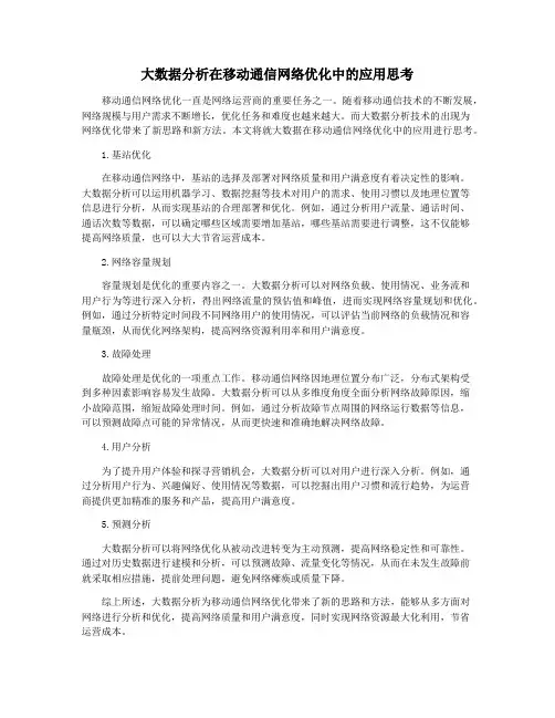 大数据分析在移动通信网络优化中的应用思考