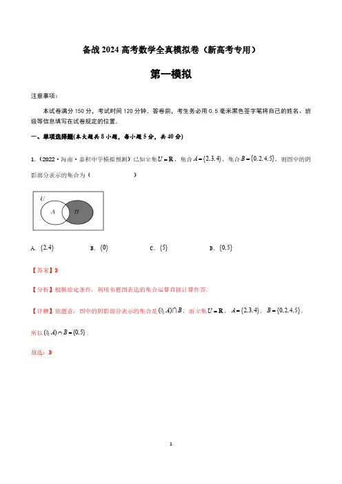 备战2024高考数学全真模拟卷(新高考专用)(解析版)