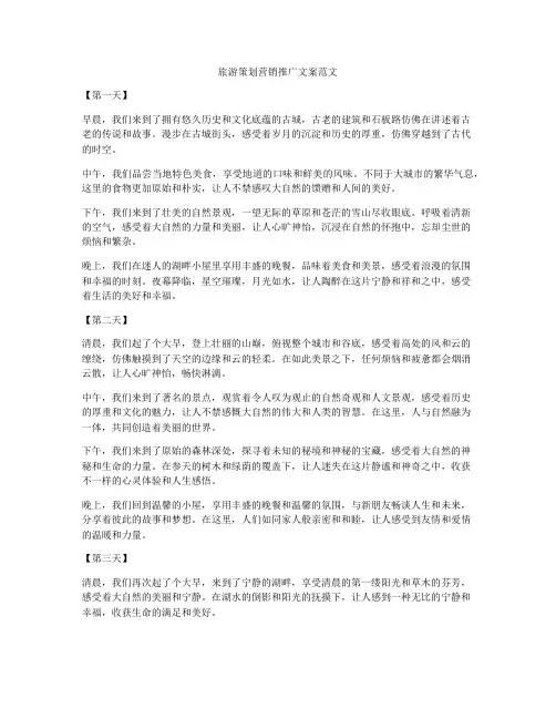 旅游策划营销推广文案范文