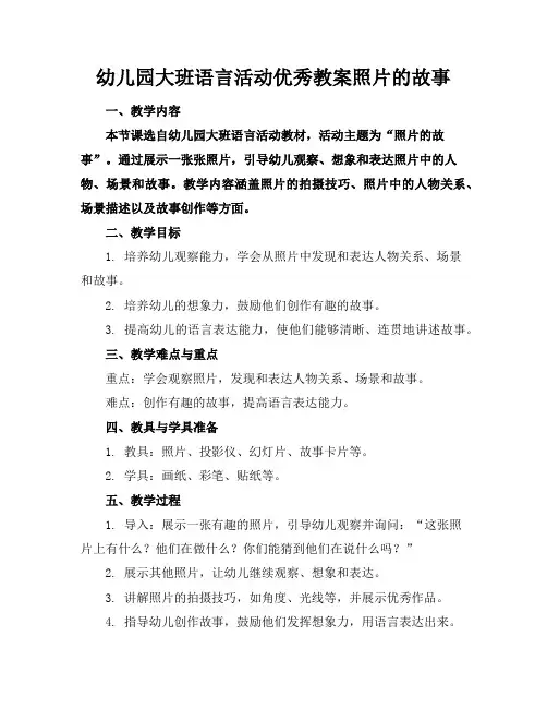 幼儿园大班语言活动优秀教案照片的故事