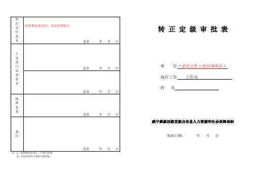 转正定级表(模板)