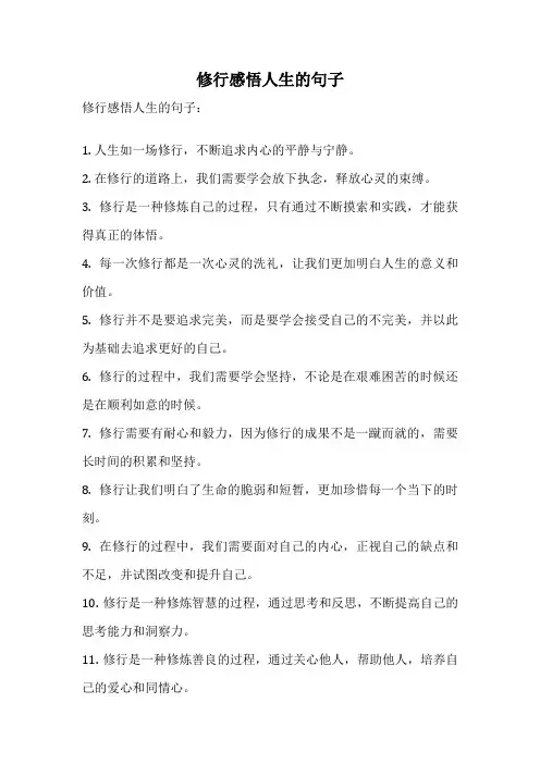 修行感悟人生的句子
