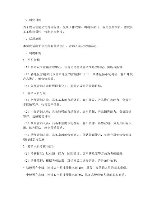 营销公司分级管理制度
