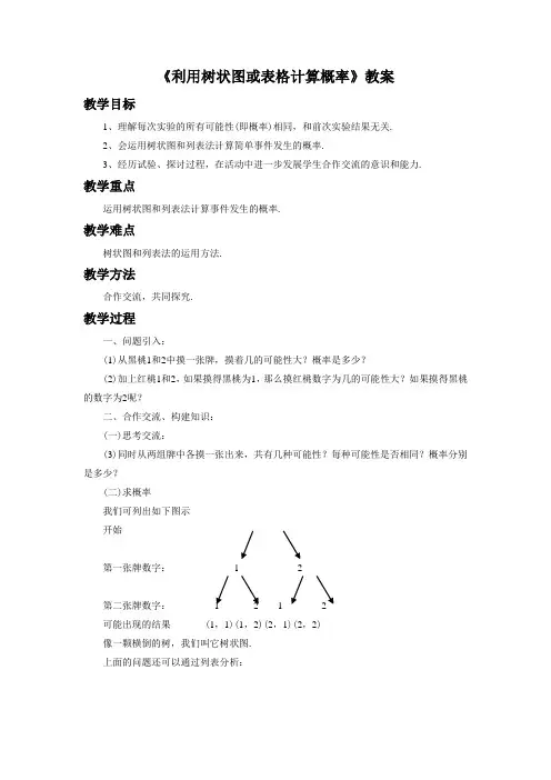 6.7《用树状图或表格求概率》教案