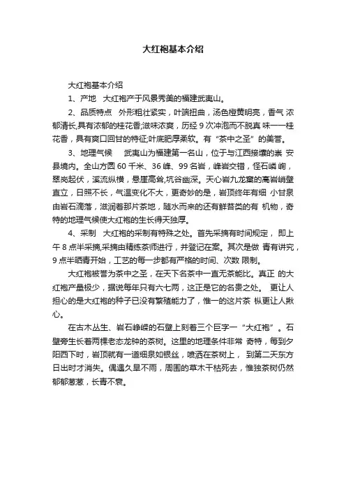 大红袍基本介绍