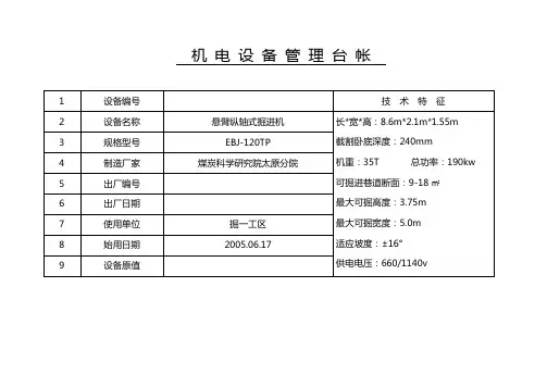 掘进机台账