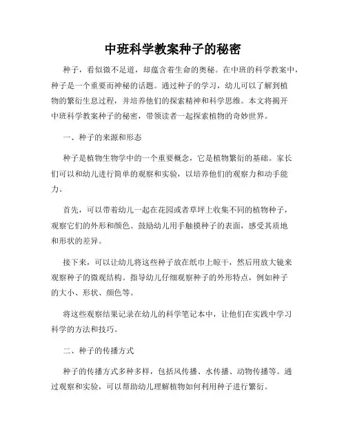 中班科学教案种子的秘密