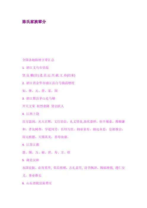陈氏家族辈分