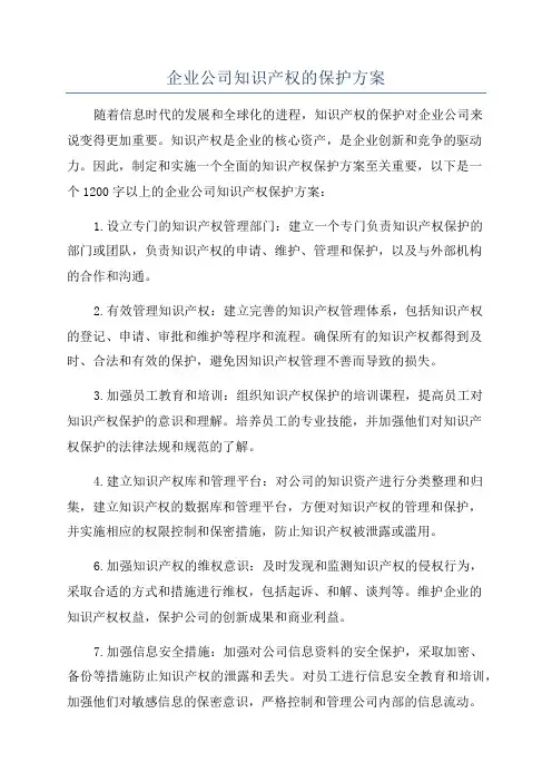 企业公司知识产权的保护方案