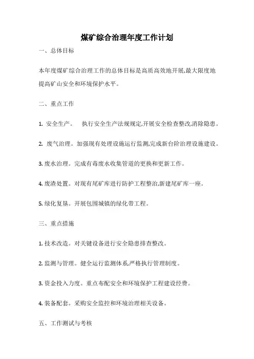 煤矿综合治理年度工作计划