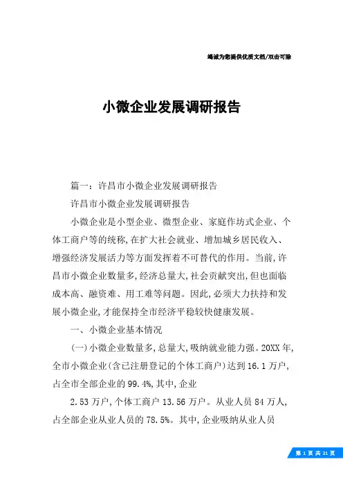 小微企业发展调研报告