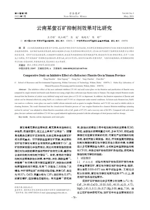云南某萤石矿抑制剂效果对比研究