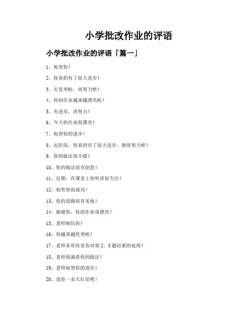 小学批改作业的评语