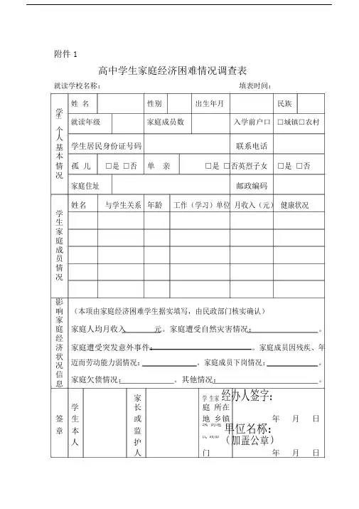 家庭经济困难学生情况调查表.docx