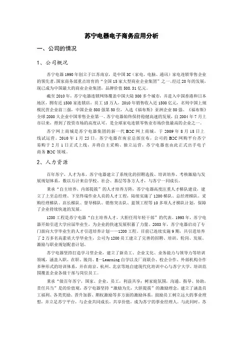 苏宁电器电子商务应用分析