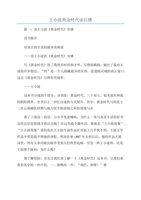 王小波黄金时代读后感