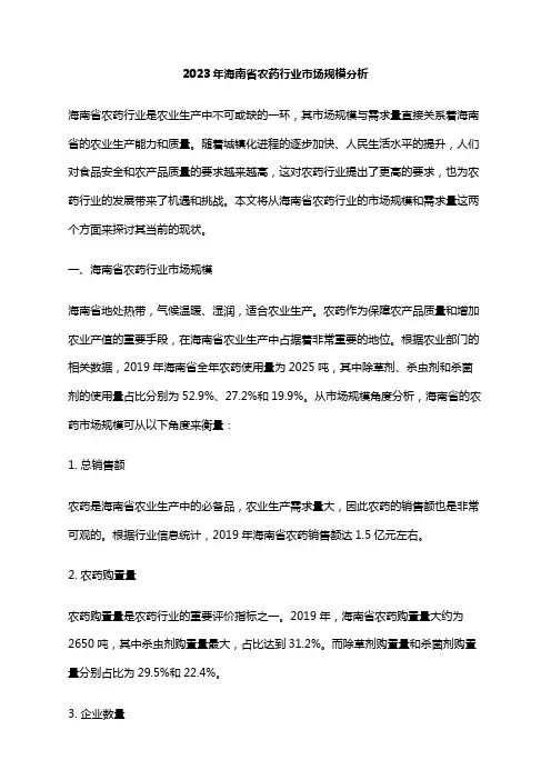 2023年海南省农药行业市场规模分析