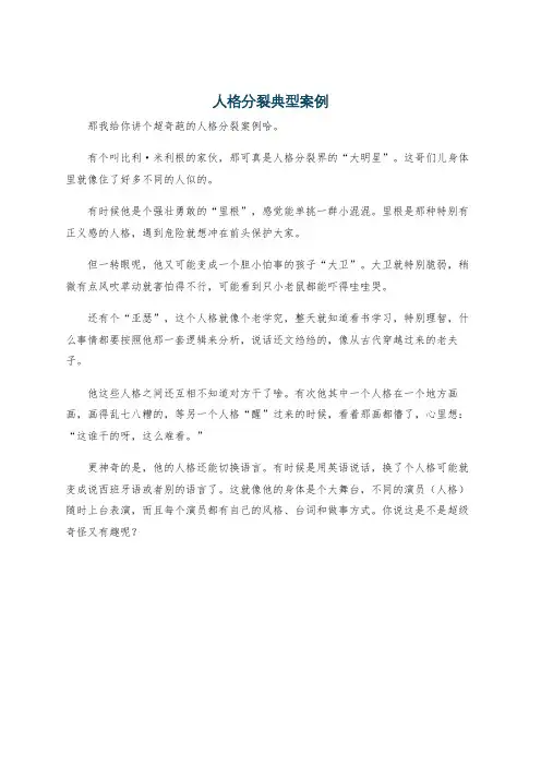人格分裂典型案例