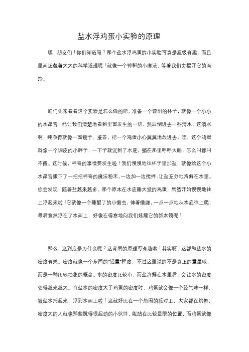盐水浮鸡蛋小实验的原理