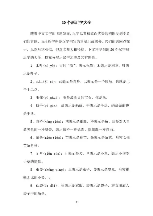 20个形近字大全