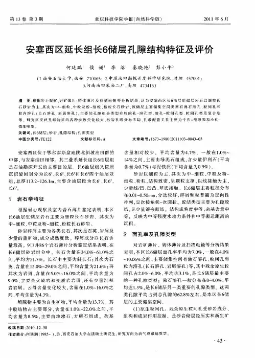 安塞西区延长组长6储层孔隙结构特征及评价