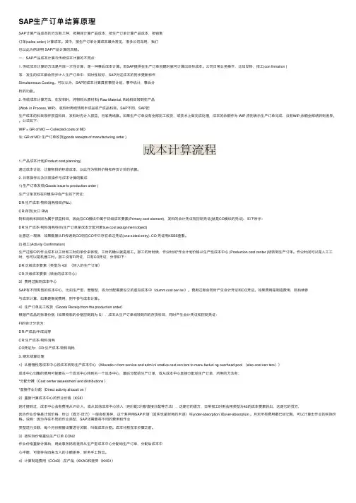 SAP生产订单结算原理
