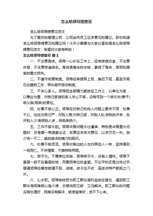 怎么给领导提意见范文