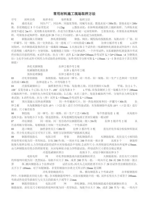 常用材料现场取样方法