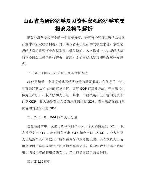 山西省考研经济学复习资料宏观经济学重要概念及模型解析