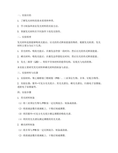 发光材料化学实验报告