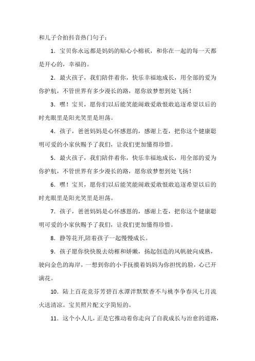 和儿子合拍抖音热门句子
