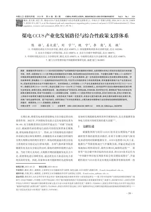 煤电CCUS_产业化发展路径与综合性政策支撑体系
