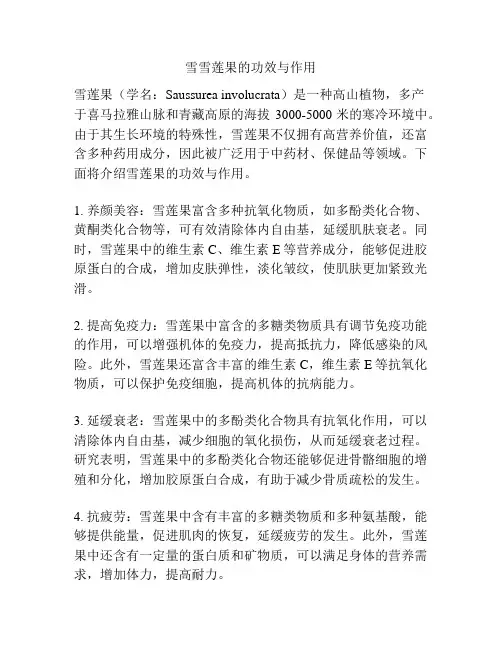 雪雪莲果的功效与作用