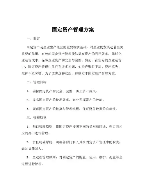 固定资产管理方案