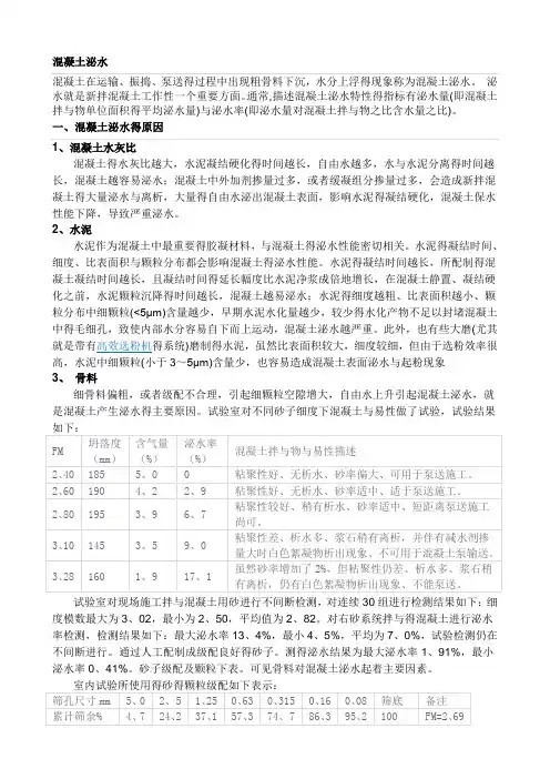 混凝土泌水