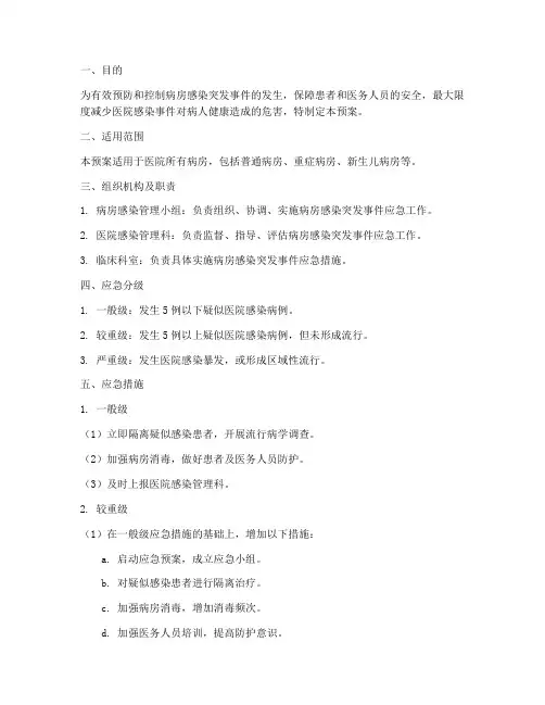 病房感染突发事件应急预案