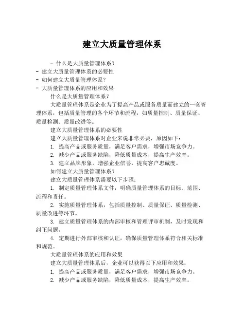 建立大质量管理体系