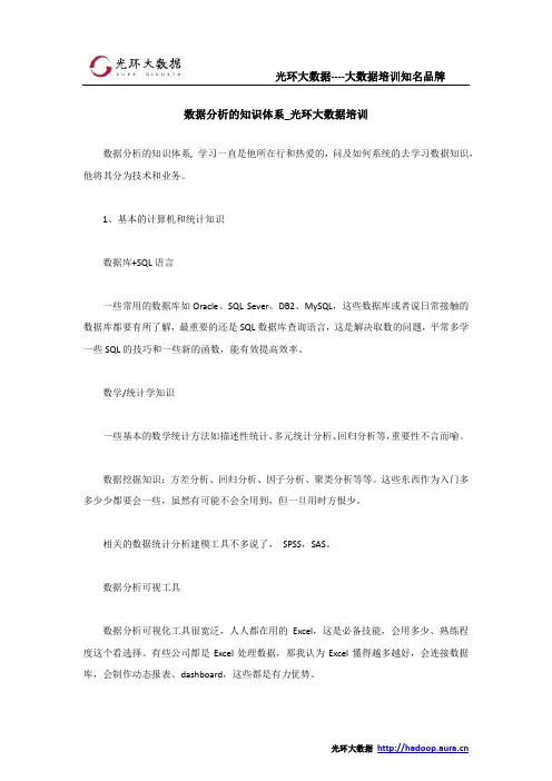 数据分析的知识体系_光环大数据培训