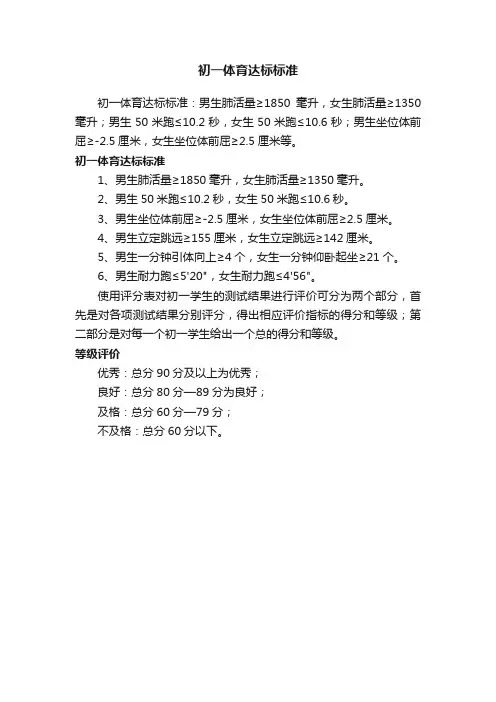 初一体育达标标准