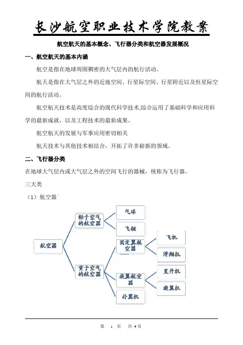 航空航天的基本概念、飞行器分类和航空器发展概况.doc